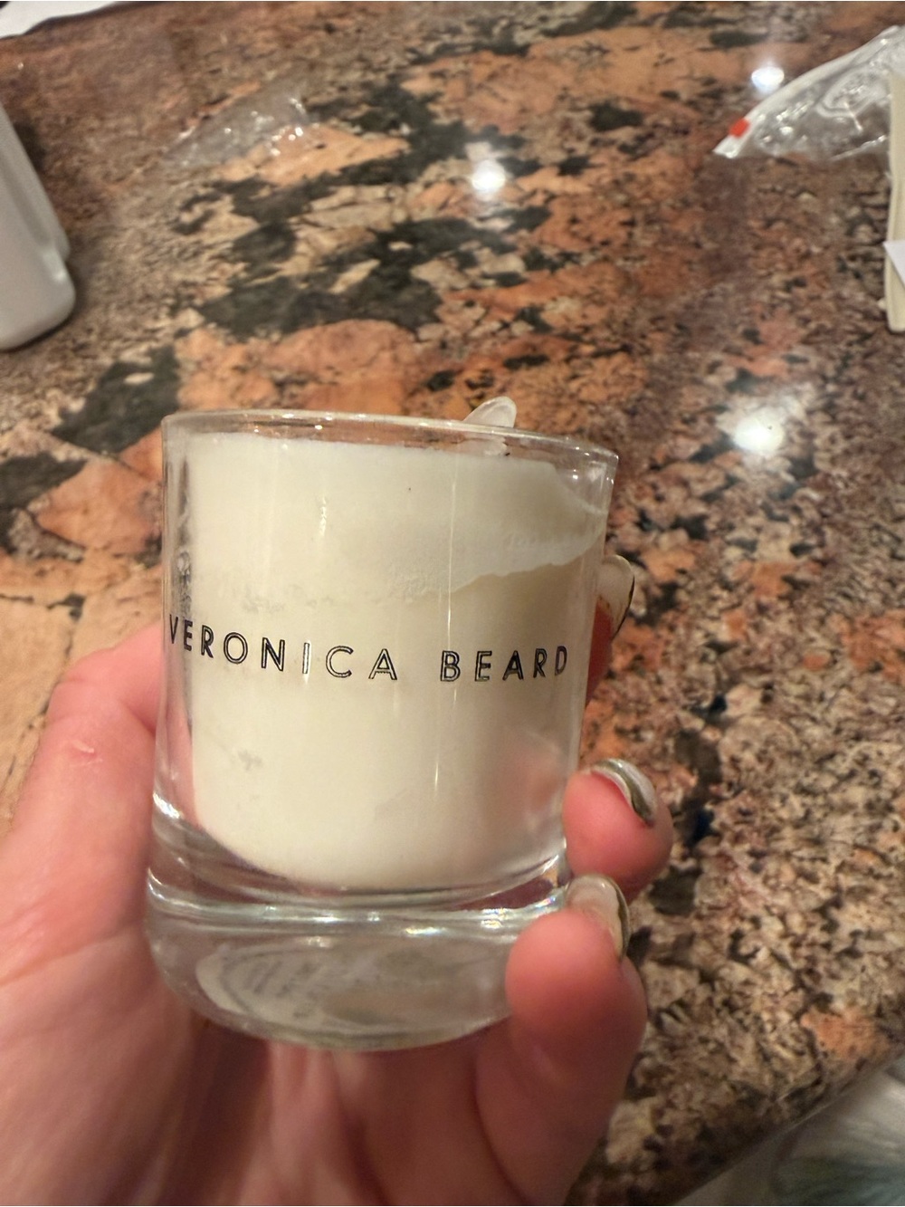 Veronica Beard White Candle in Clear Glass Vessel